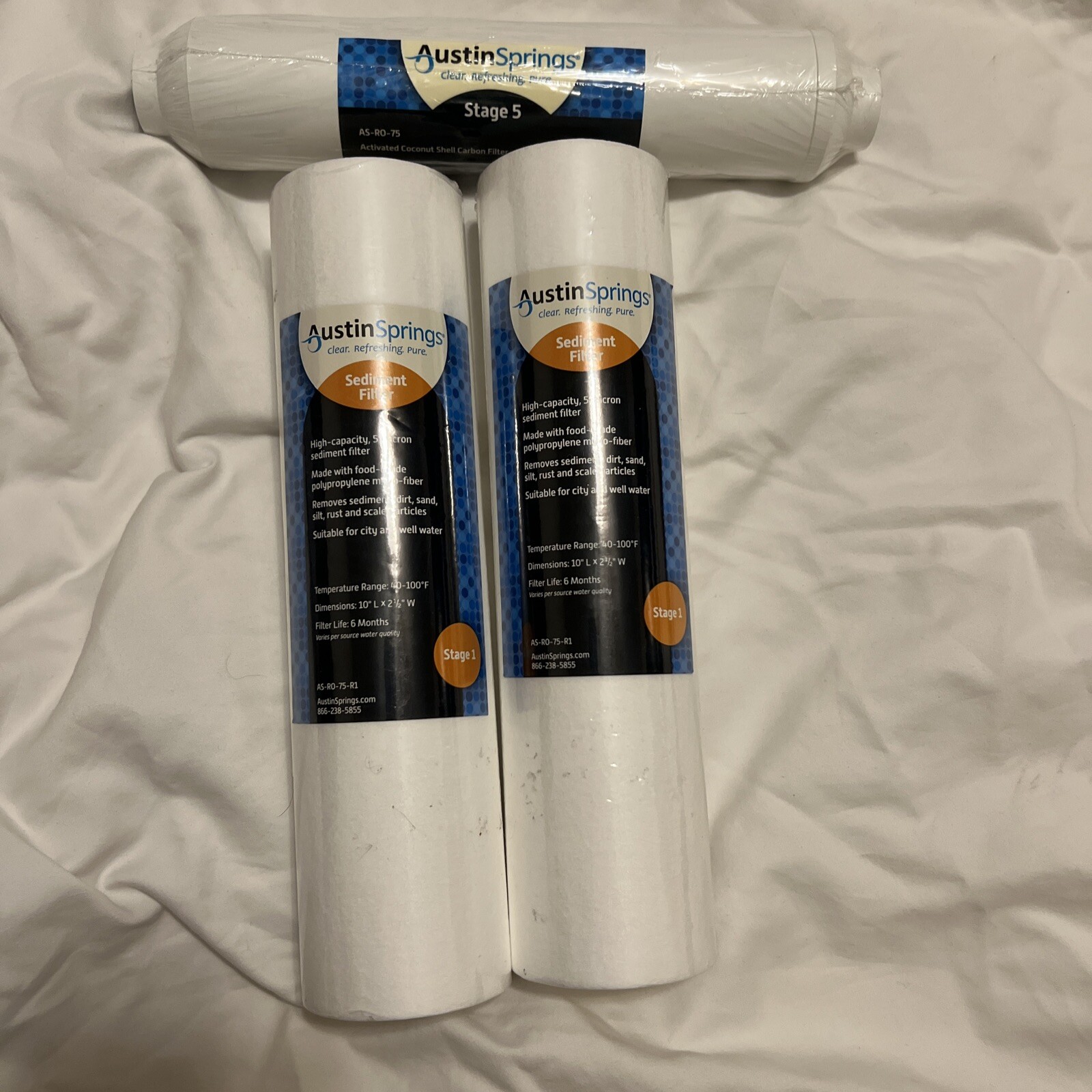 AUSTIN SPRING 2 Packs Sediment Filter & AS-RO-75 Carbon Filter