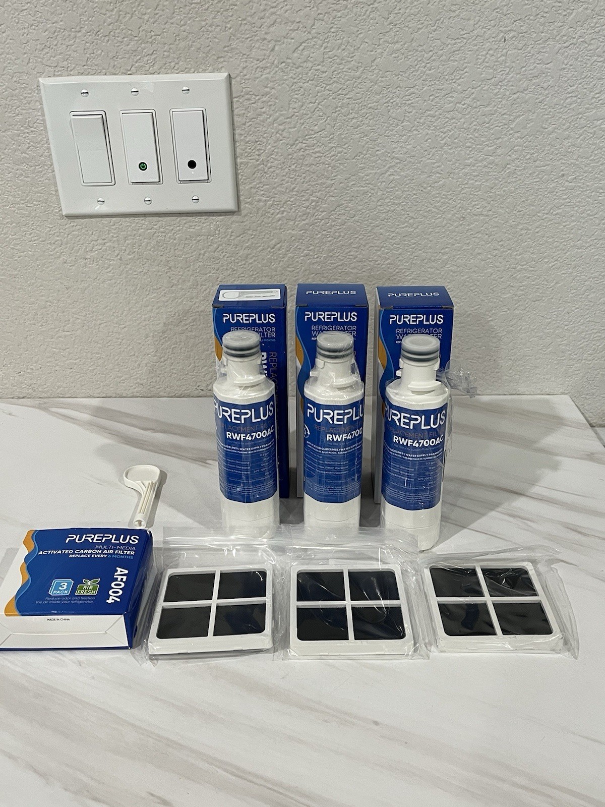 PurePlus RWF4700AC Water Filter 3 Pack & AF004 Carbon Air Filter 3 Pack