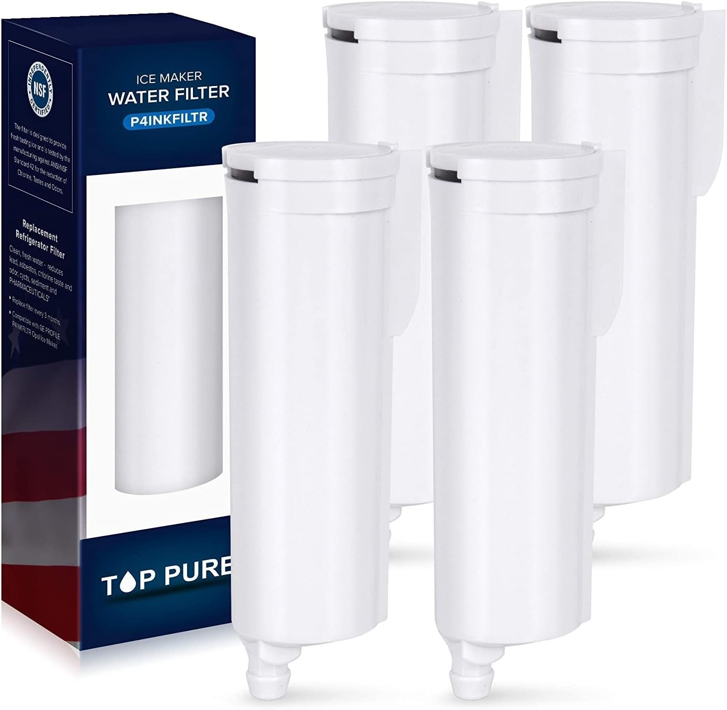 Water Filter Replacement for GE Opal 2.0 Ice Maker 4 Pack Carbon Fiber NSF