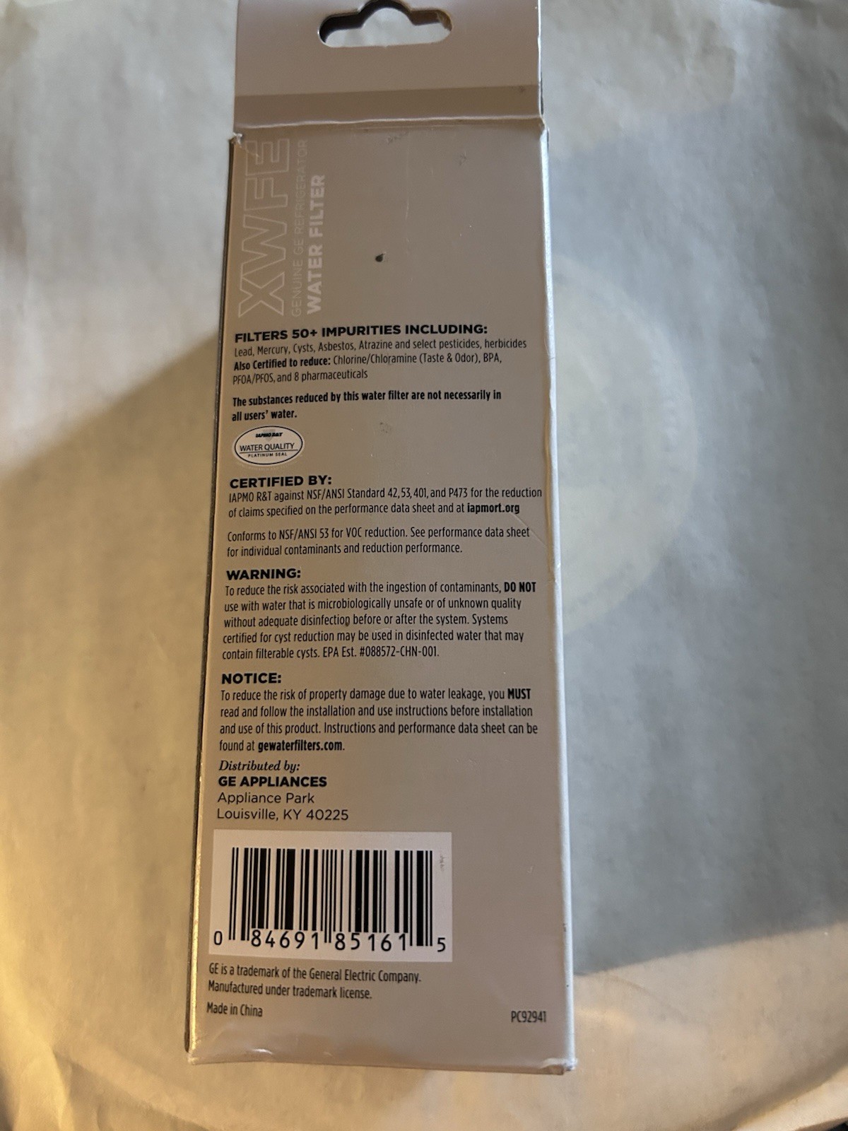 GE XWFE Water Filter – White