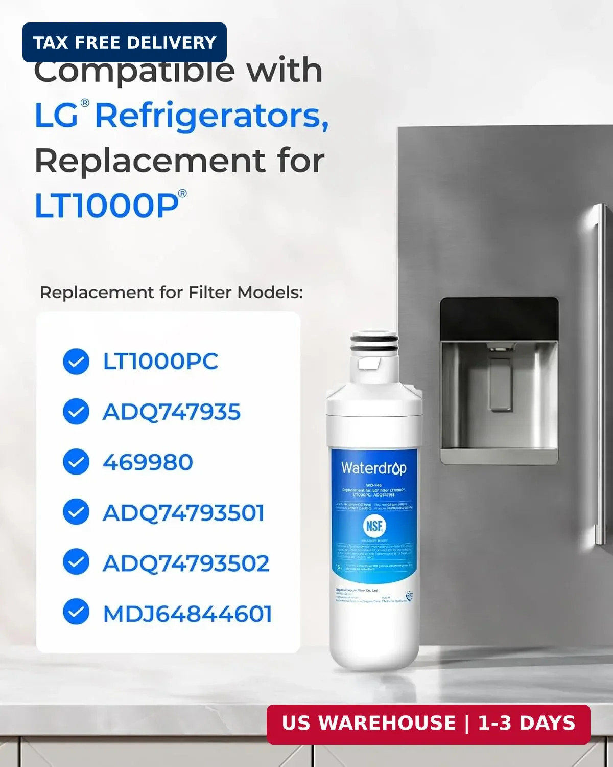 Waterdrop ADQ747935 LT1000PC Replacement for LG® LT1000P®/PC/PCS ThinQ® Refriger