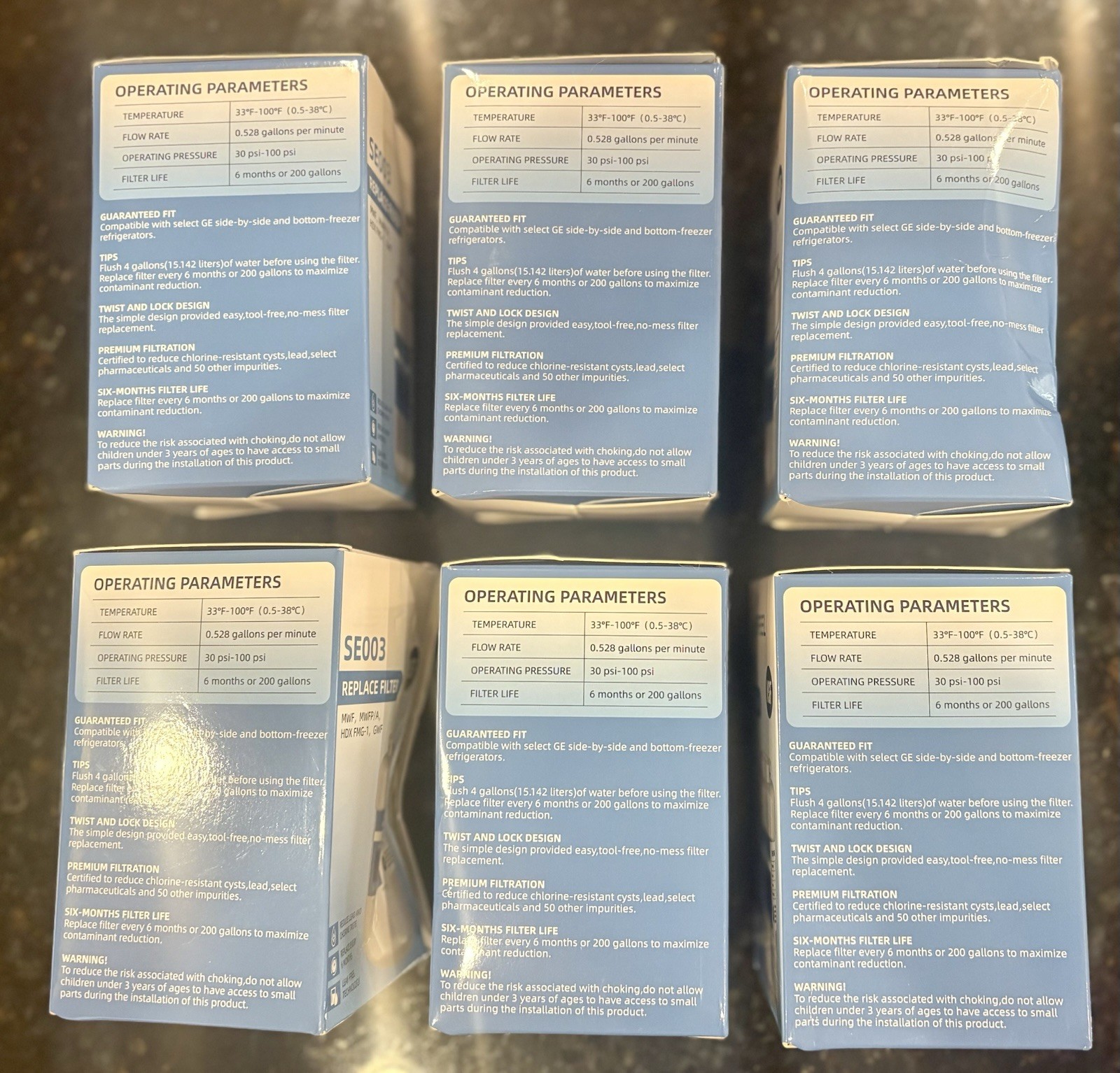6 Pack SETFEEL SE003 Replacement Filter MWF, MWFP/A, HDX FMG-1, GWF