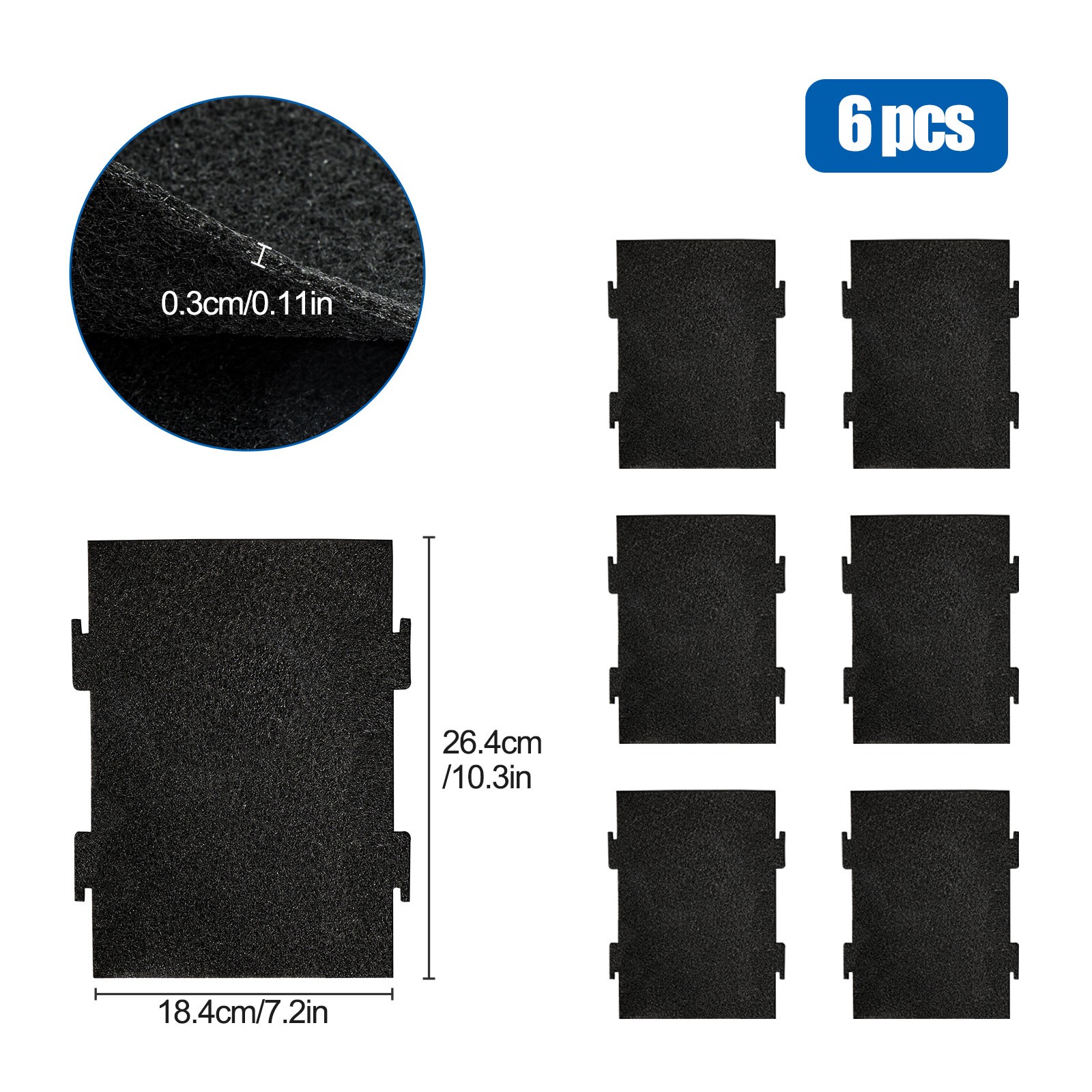 6PCS Microwave Charcoal Filter Replacement for KMLS311HS, WML55011HS, WML75011HZ