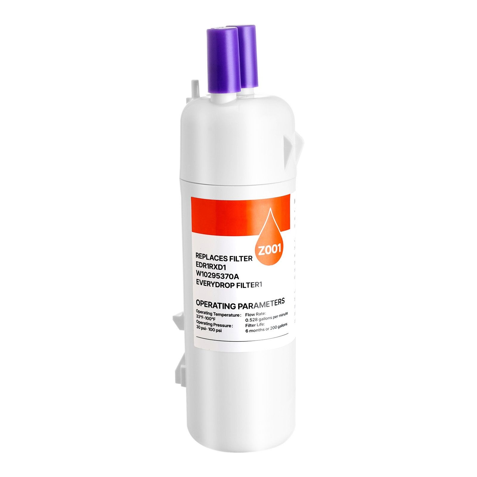 Refrigerator Water Filter 200 Gal Carbon Block Reduces Chlorine Taste & Odor