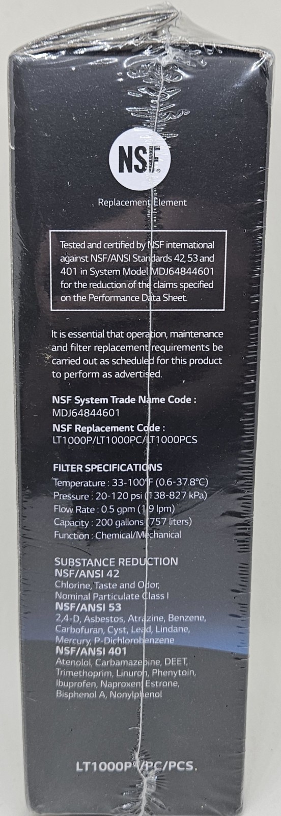 Genuine LG LT1000P Refrigerator Water Filter NEW NIB Sealed ADQ74793501 200Gal