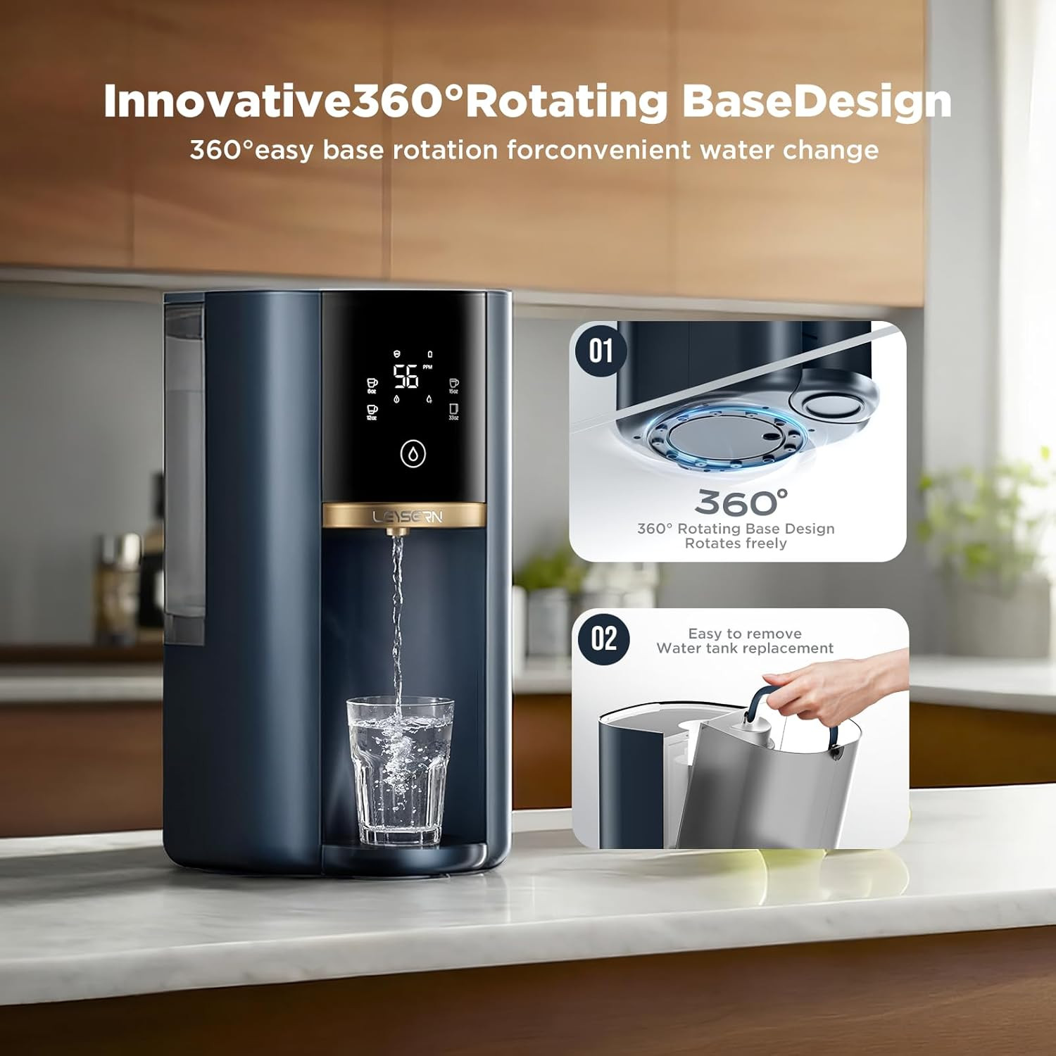 5-Stage Countertop Reverse Osmosis Water Filter with UV & 360° Swivel Base