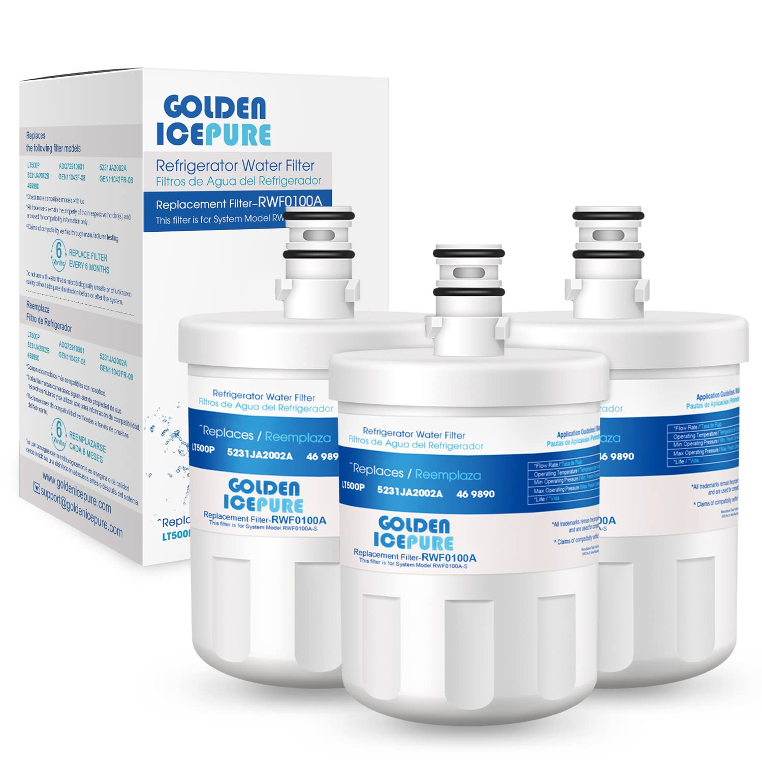 Fit For LG LT500P 5231JA2002 ADQ72910901 Refrigerator Water Filter 3 Pack