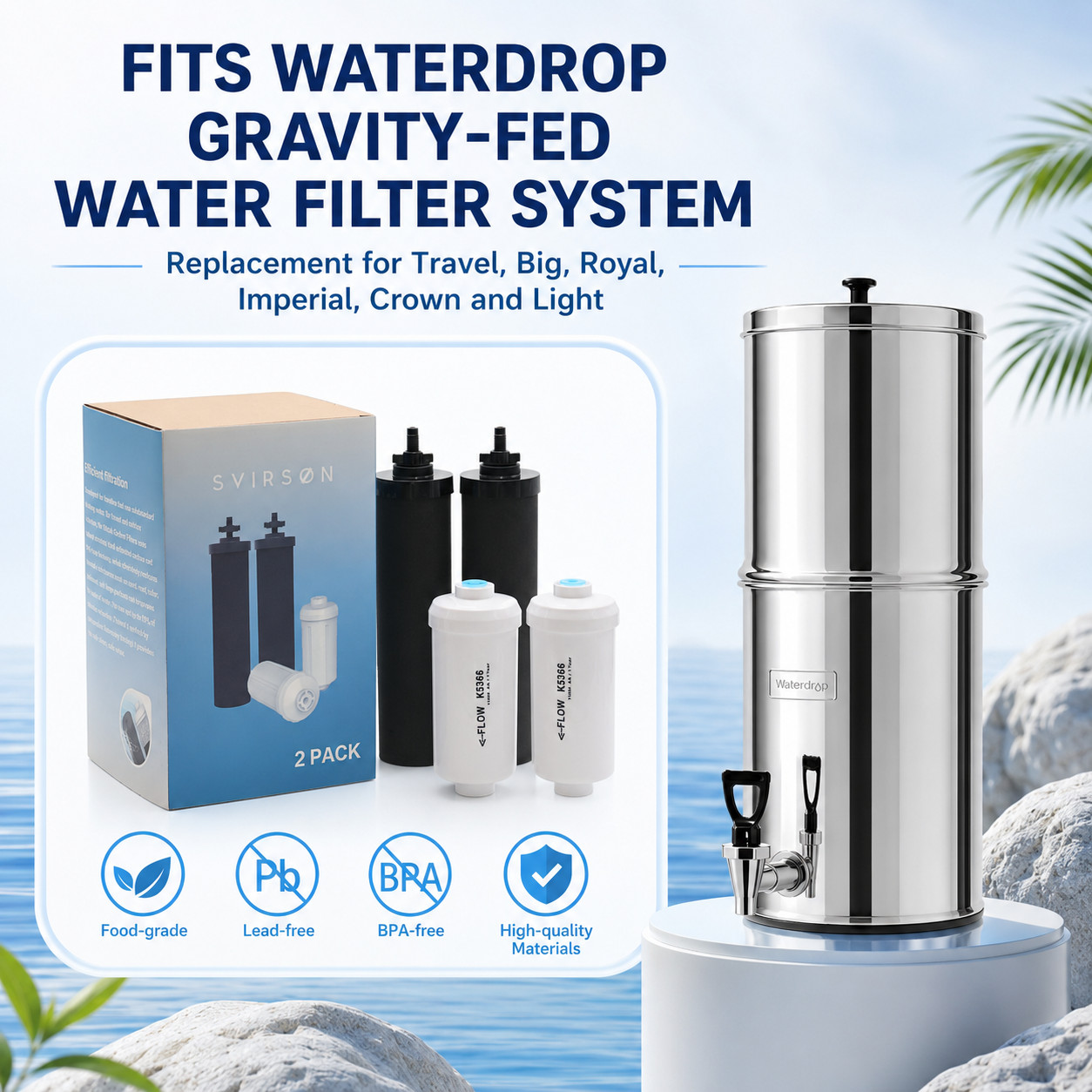 Combo Pack BB9-2 Black Filters + K5366 Fluoride Filters for Berkey System