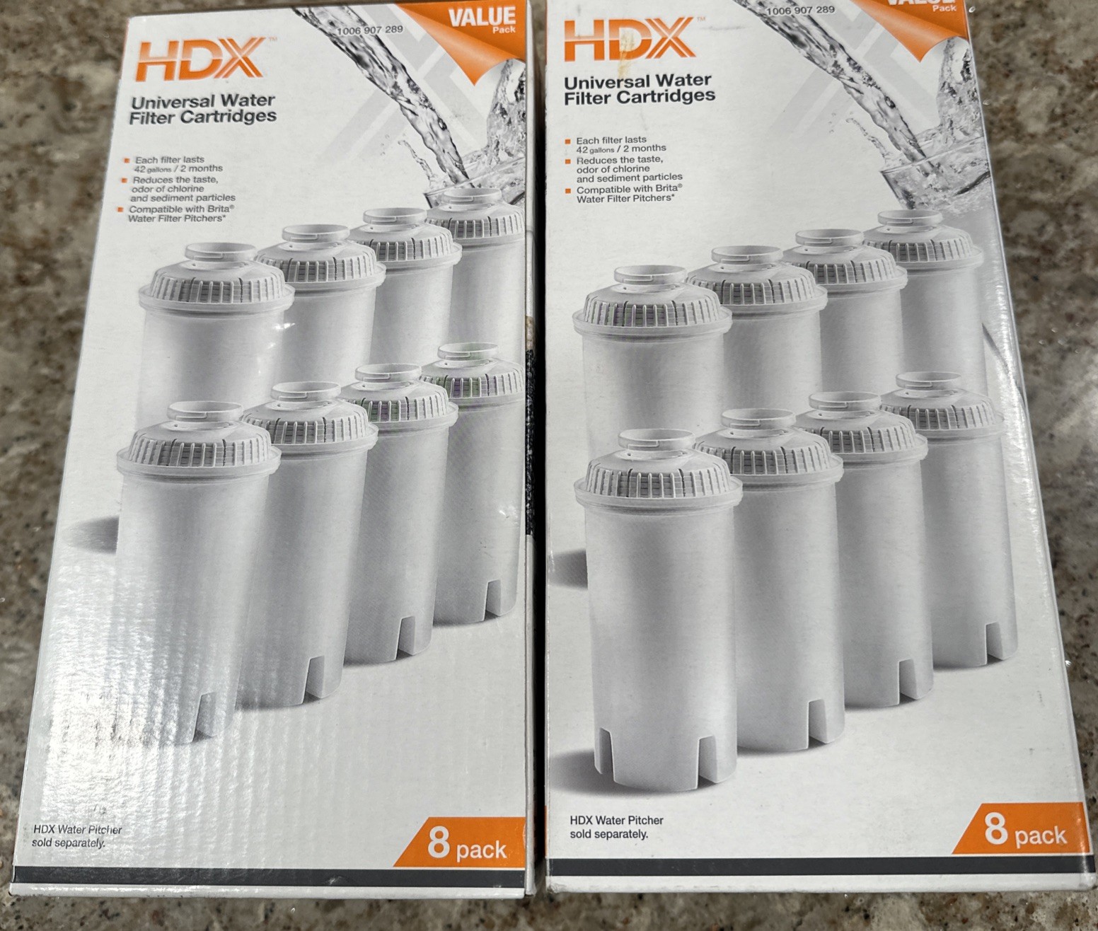 Lot of 2 HDX F003 8-Pack Water Filter Cartridges (Compatible W/ Brita Pitchers