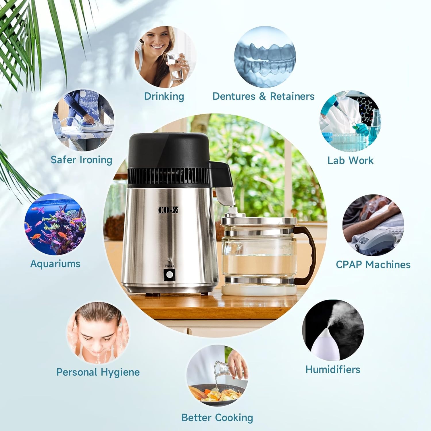 Water Filter Black & Stainless Countertop H2O Distiller Machine Home & Business