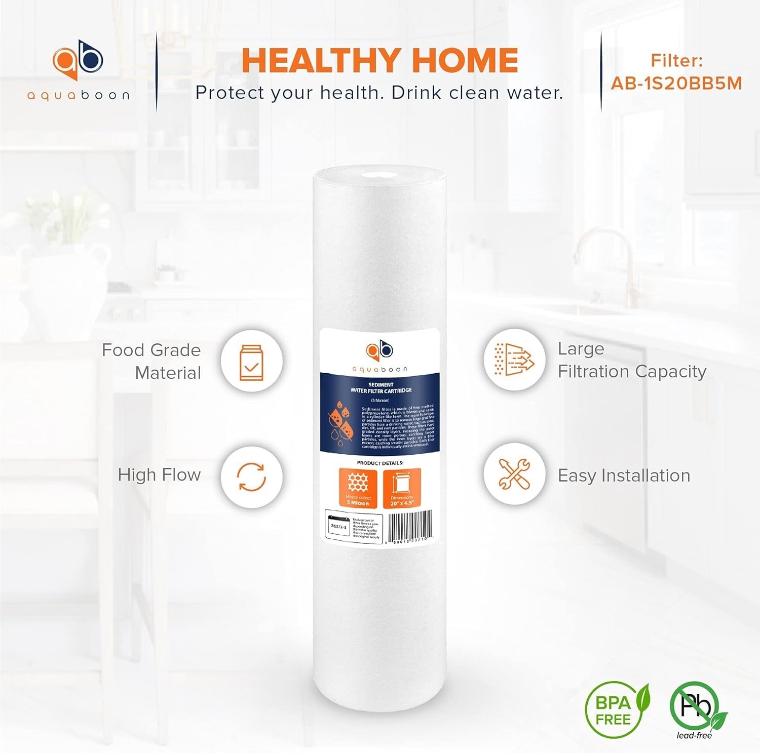 5 Micron 20 x 4.5 Whole House Sediment Filter Cartridge 20 inch Water Filter …