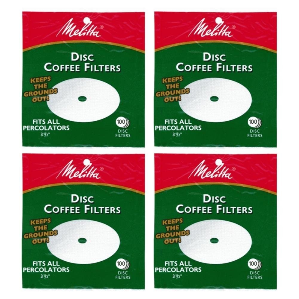 Melitta 3.5 Inch White Disc Coffee Filters (Pack 100 Count of 4),