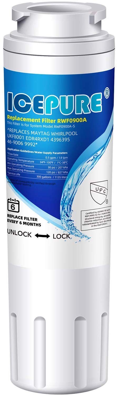 ICEPURE UKF8001 Replacement for Whirlpool Filter 4 1 Count (Pack of 1), White