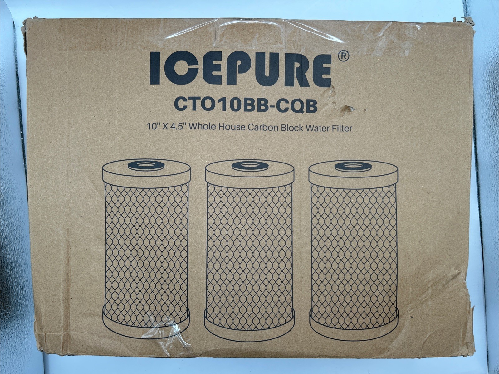 ICEPURE 5 Micron 10″ x 4.5″ Whole House Lead Water Filter CTO10BB-CQB – 3 Pack