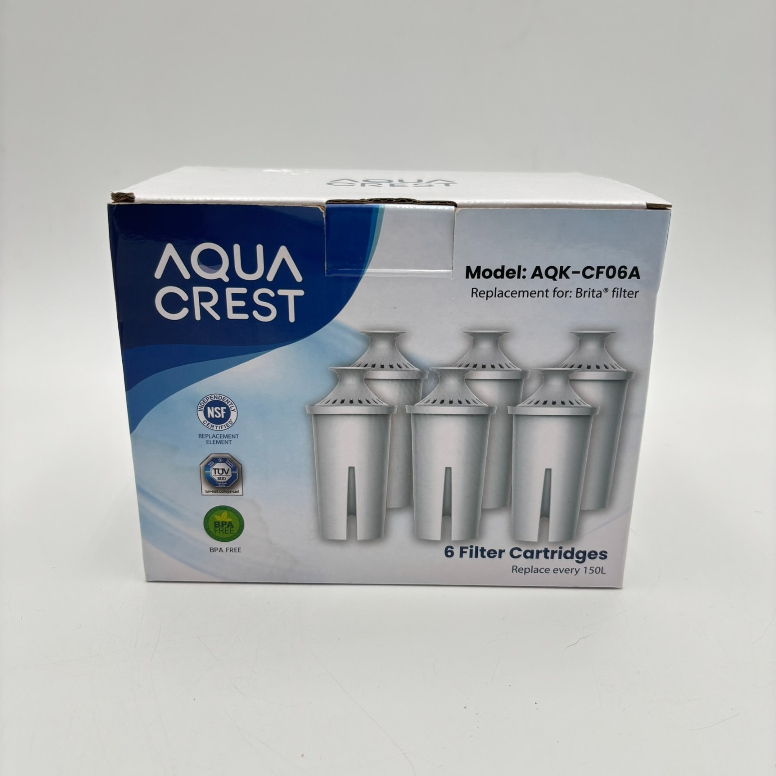 Aqua Crest AQK-CF06A 6 Pack Water Filter Replacement For Brita Pitchers BPA Free