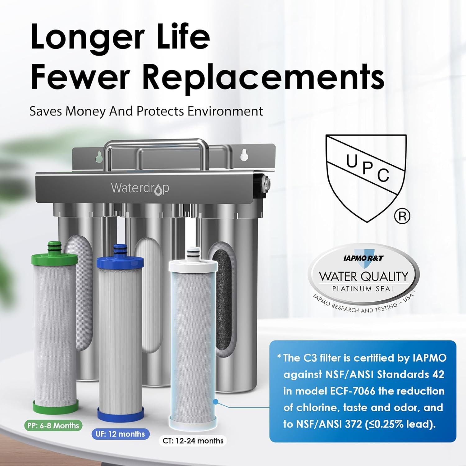 Waterdrop Refurbished TST-UF 0.01μm Ultra-Filtration Under Sink Water Filter