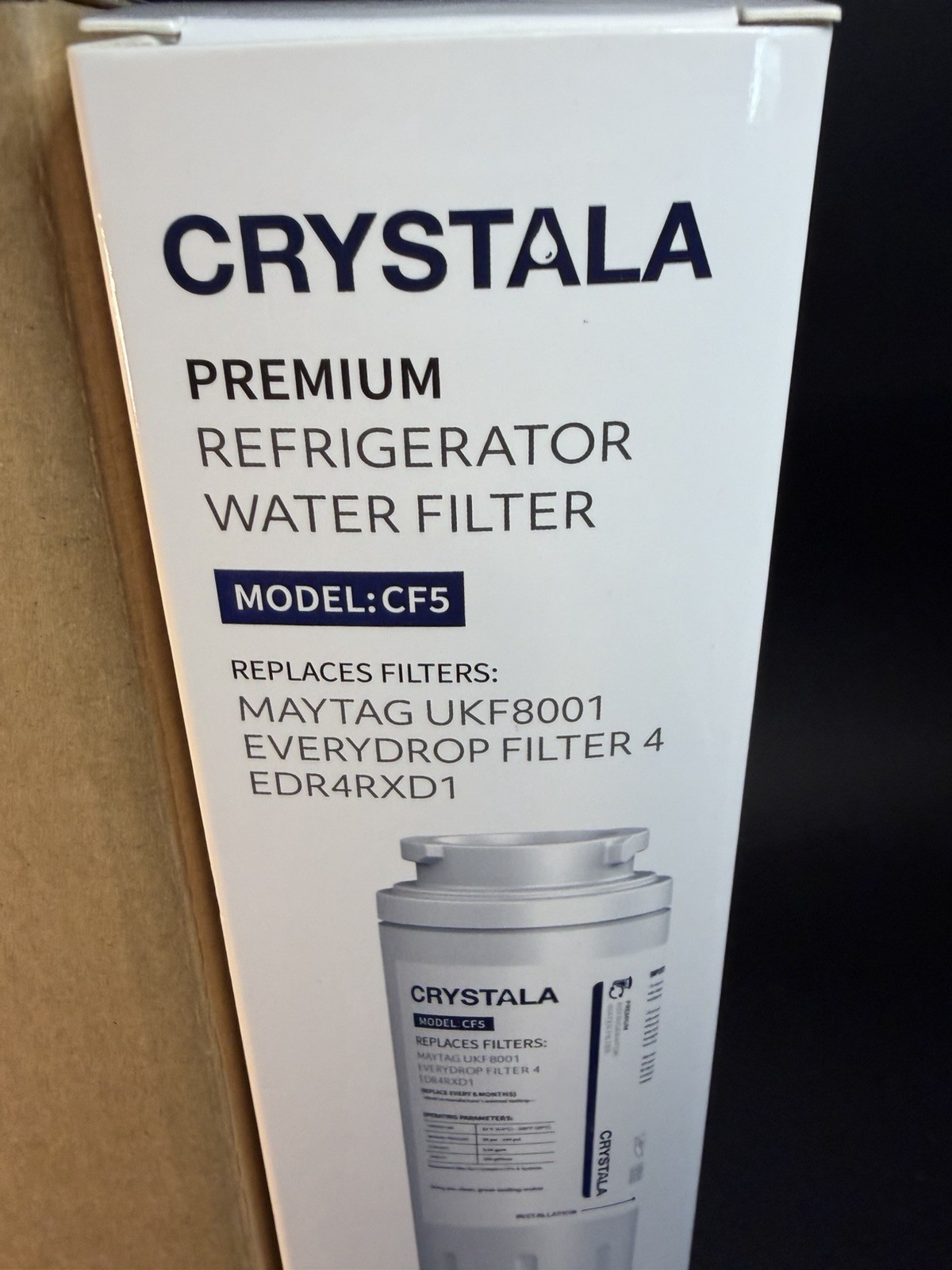 4 Crystal Premium Refrigerator Water Filter Model CF5 New In Box Maytag UKF8001