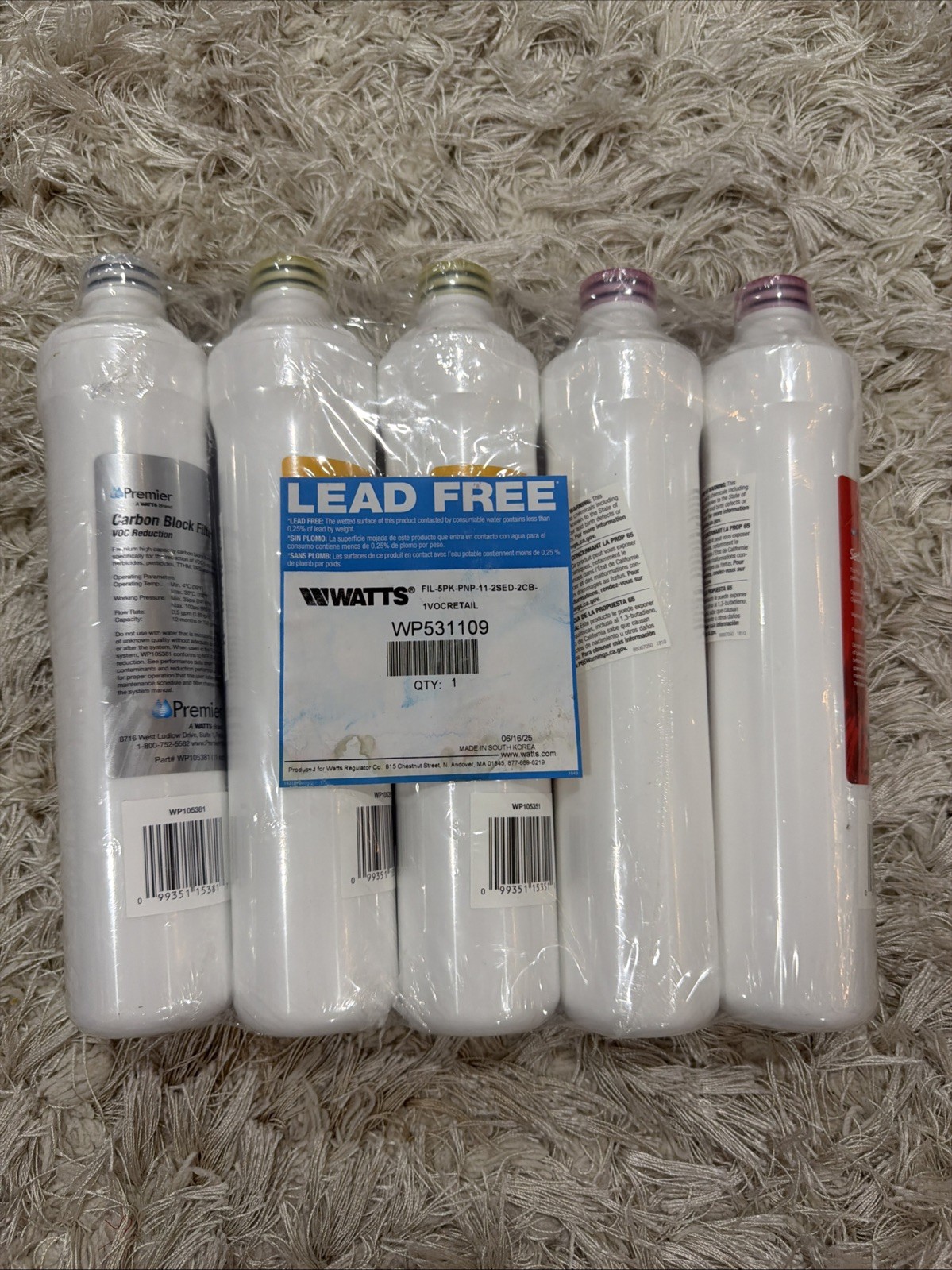 Watts Premier 531109 Pure Plus 5 Pack Filter Kit 105311 105351 105381 Sealed