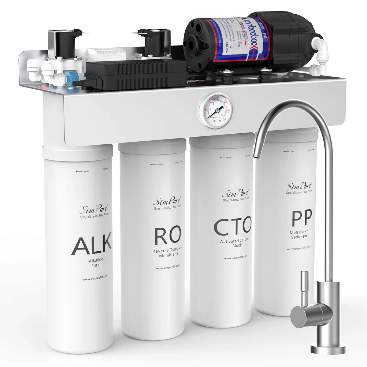 SimPure T1-400ALK 8 Stage 400GPD Undersink Tankless RO System w/Remineralization