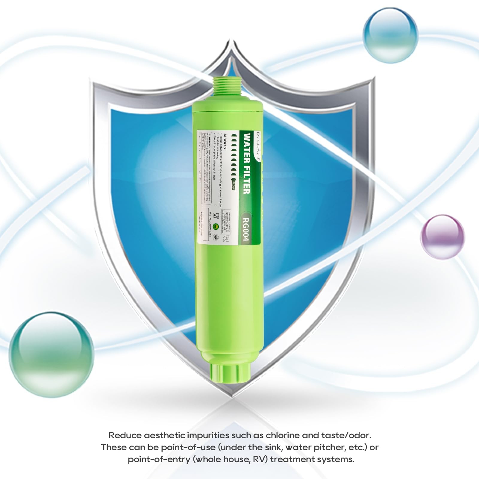 RVGUARD Inline RV Water Filter, Reduces Odors, Bad 4 Count (Pack of 1), Green