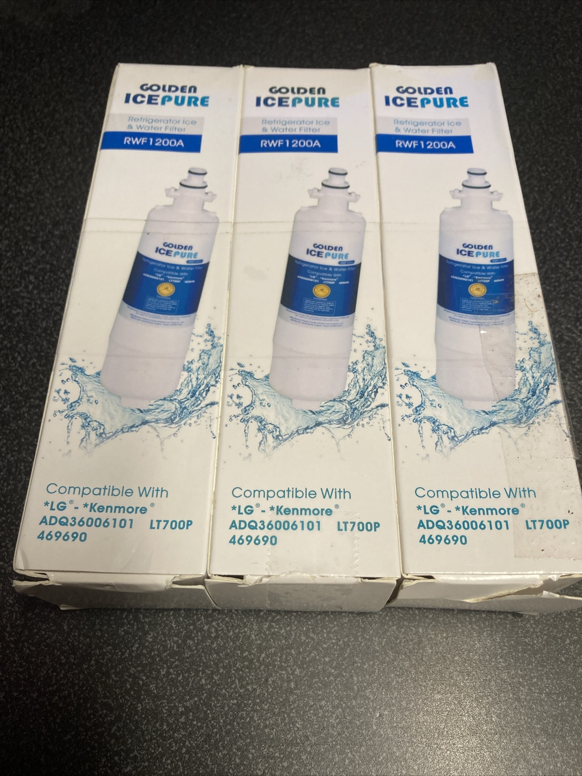 Fit For LG LT700P ADQ36006101 RWF1200A Water Filter Air Filter 3 Pack Open Box