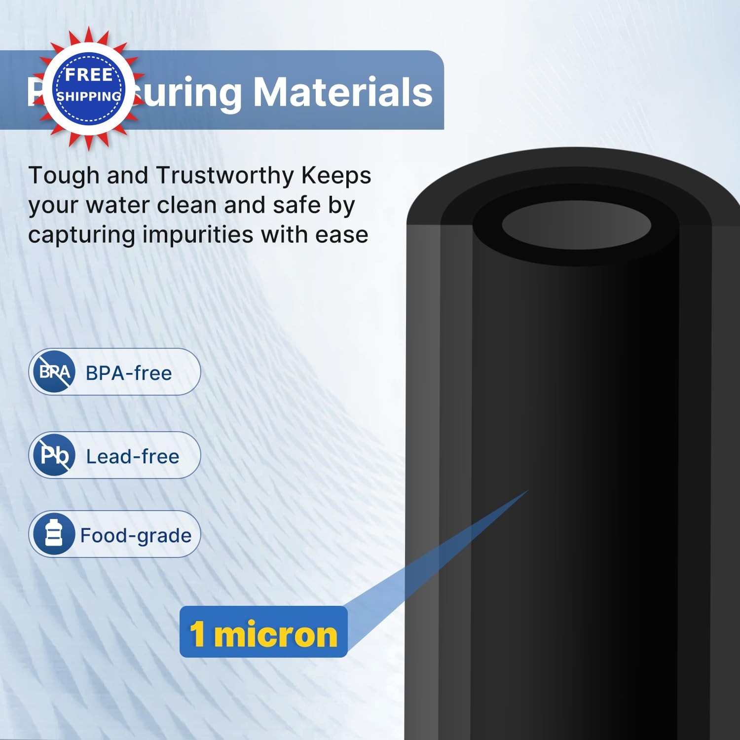 EXCELPURE 1 Micron 10 x 25 Water Filter Cartridge 4PACK Compatible with iPhone