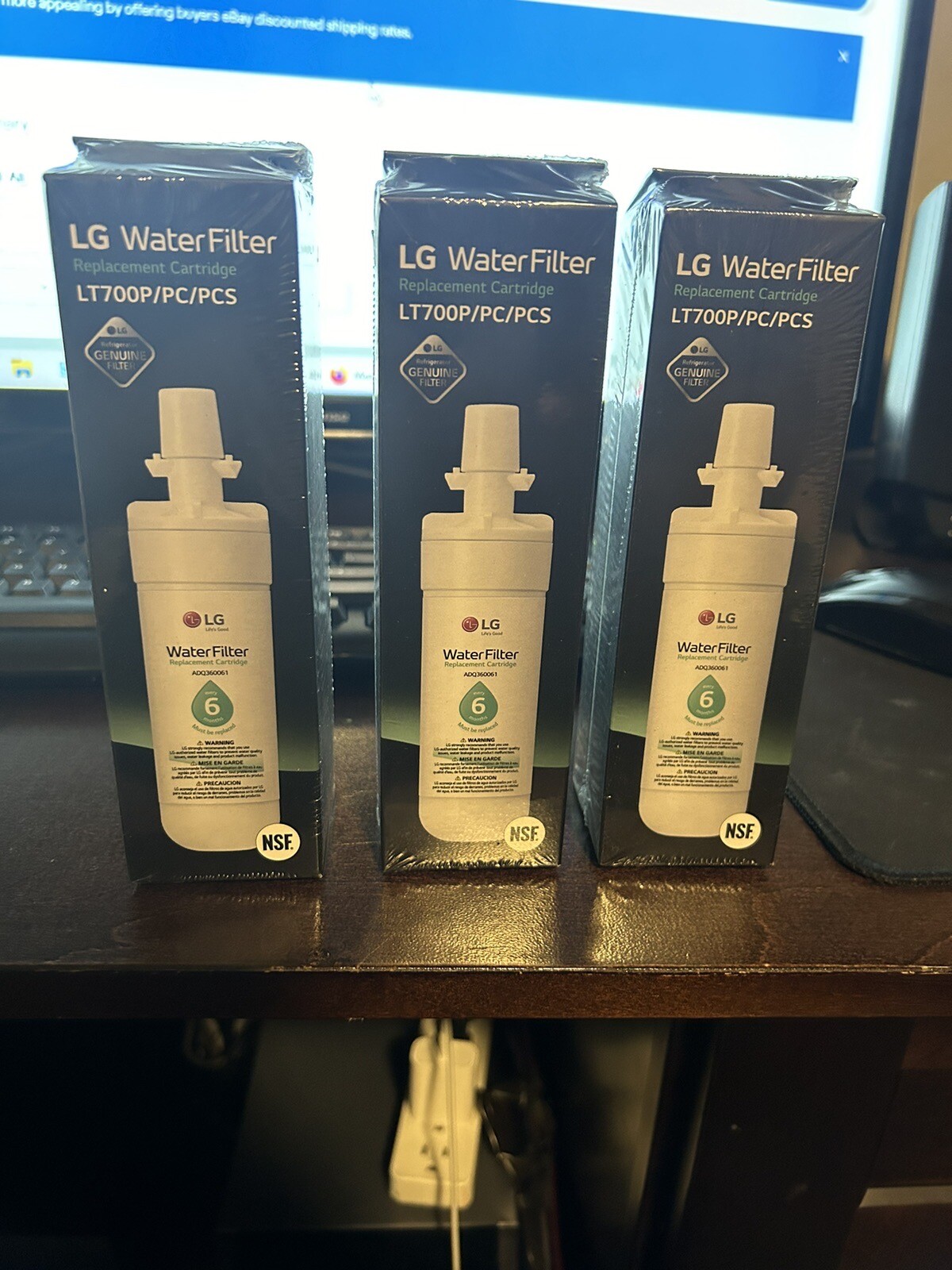 1 Pack Genuine LG LT700P Water Filter Refrigerator Part ADQ360061 Sealed NSF