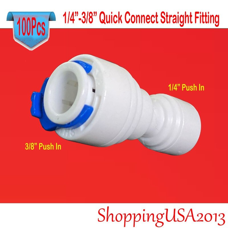 100 Pcs 1/4-3/8″ Quick Connect Straight Fitting Push In Connector Water Filter