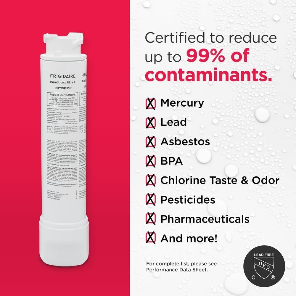 Refrigerator Water Filter PureSource Ultra II White 1 Pack Removes Impurities