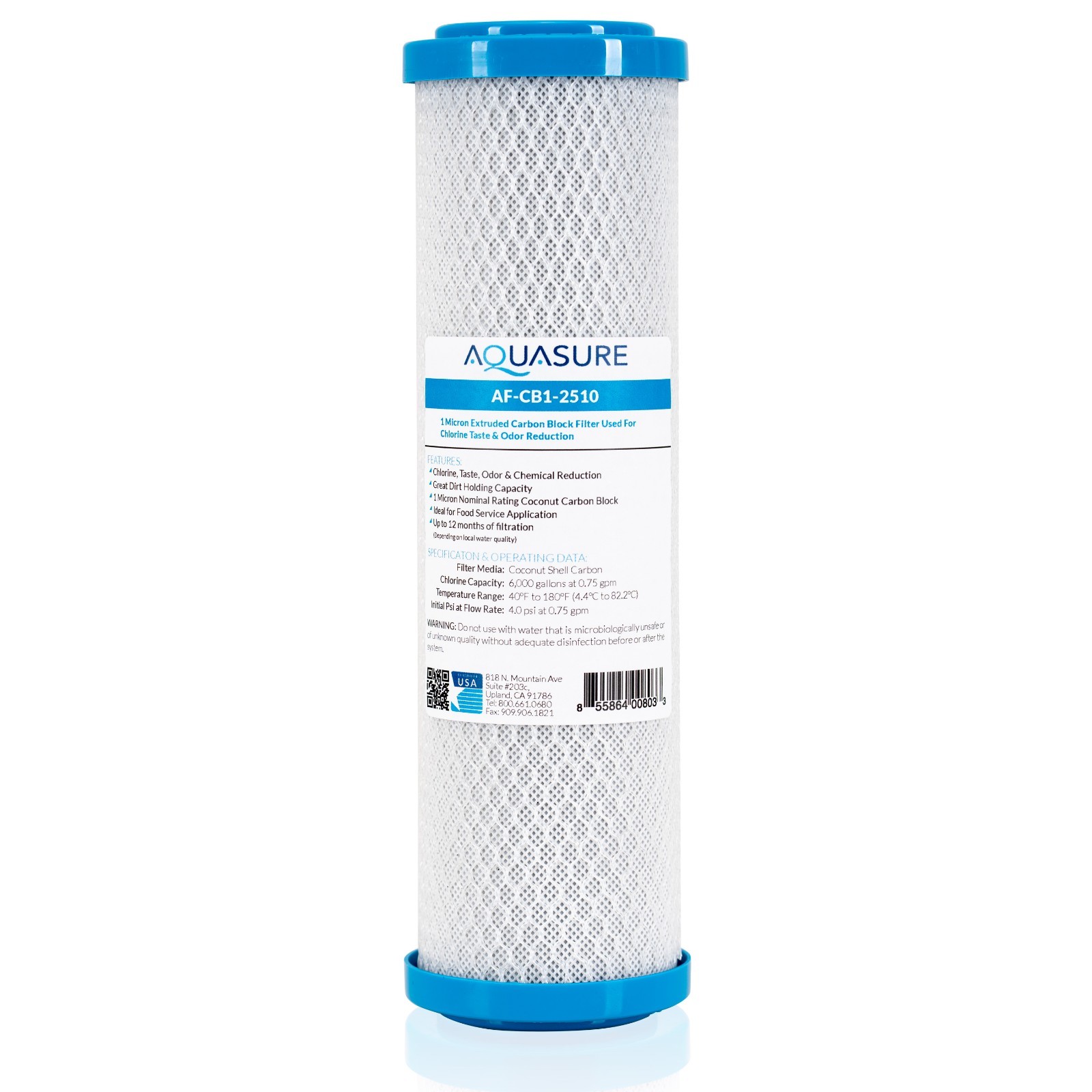 Aquasure Pioneer Series 1 Micron Coconut Shell Carbon Block Water Filter 10″