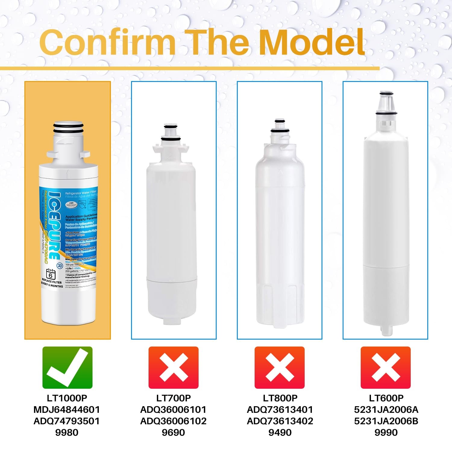 Refrigerator Water Filter Replacement for LG Kenmore Elite 9980 4 Pack Pure Tast
