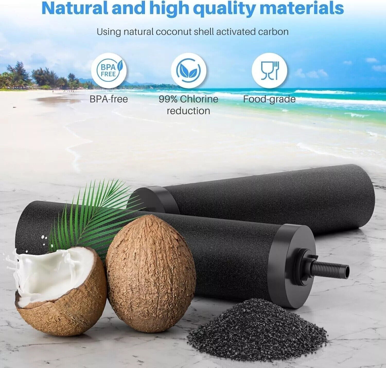 2Packs Water Filter Replacement for Berkey® BB9-2 Black Activated Carbon Filters