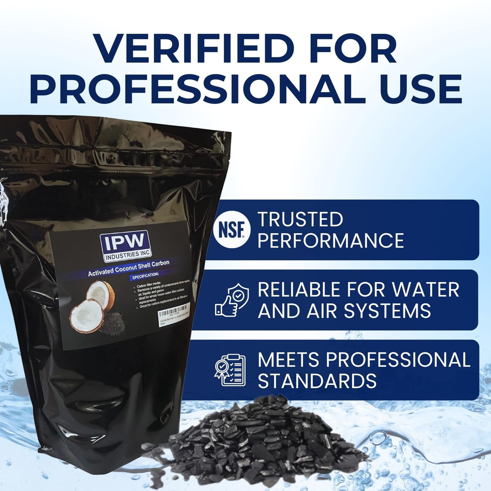 IPW Industries Bulk Activated Carbon – 4×8 Mesh Coconut Shell Granular Activated