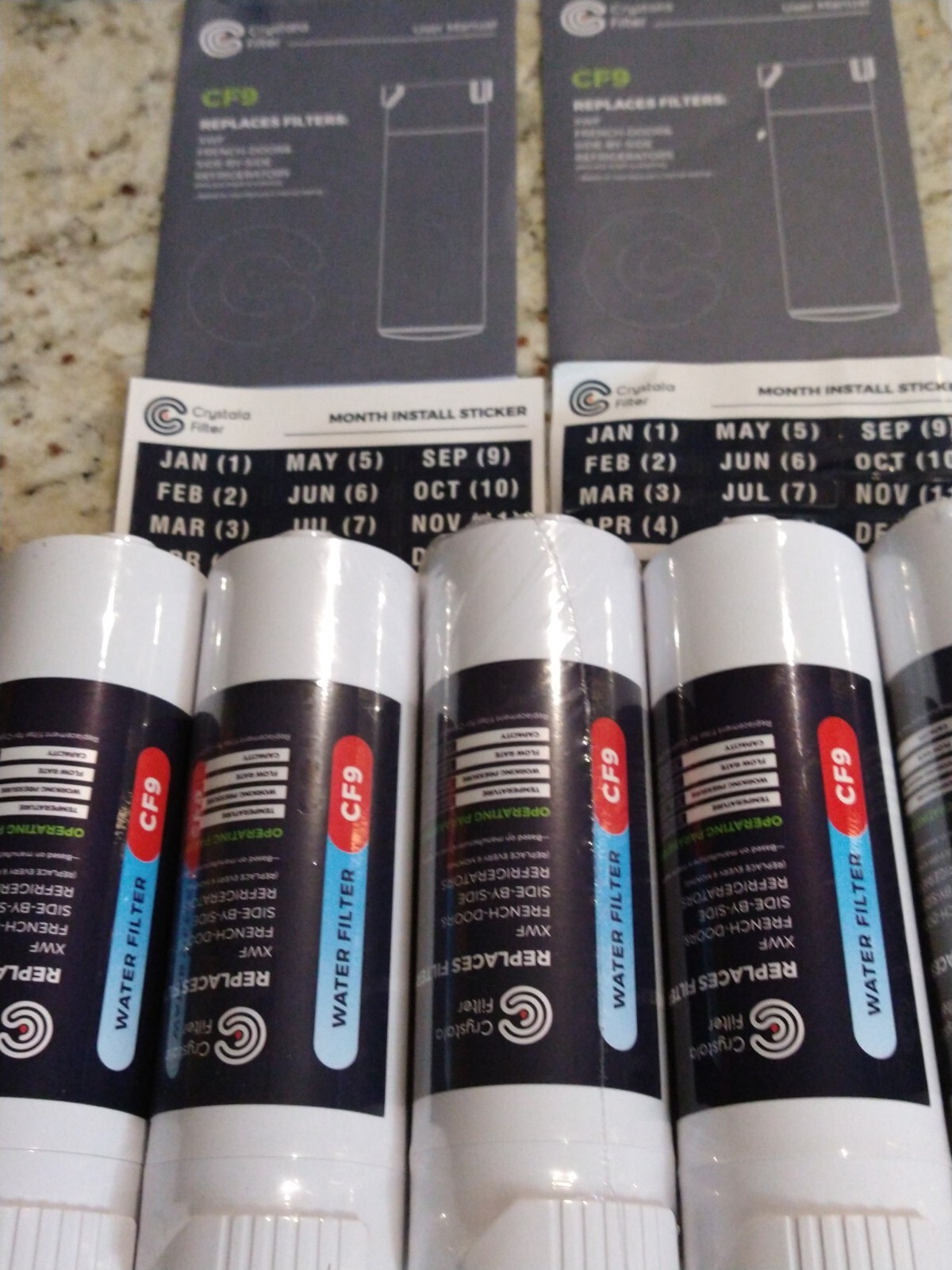 Crystala Filters 5 Pack Replaces Filters XWF, French Door & Side-by-side CF9 New
