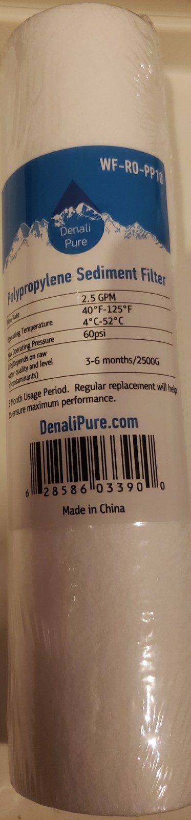 DenaliPure 10″ x 2.5″ Whole House PP Sediment Water Filter RO 2.5 in diameter