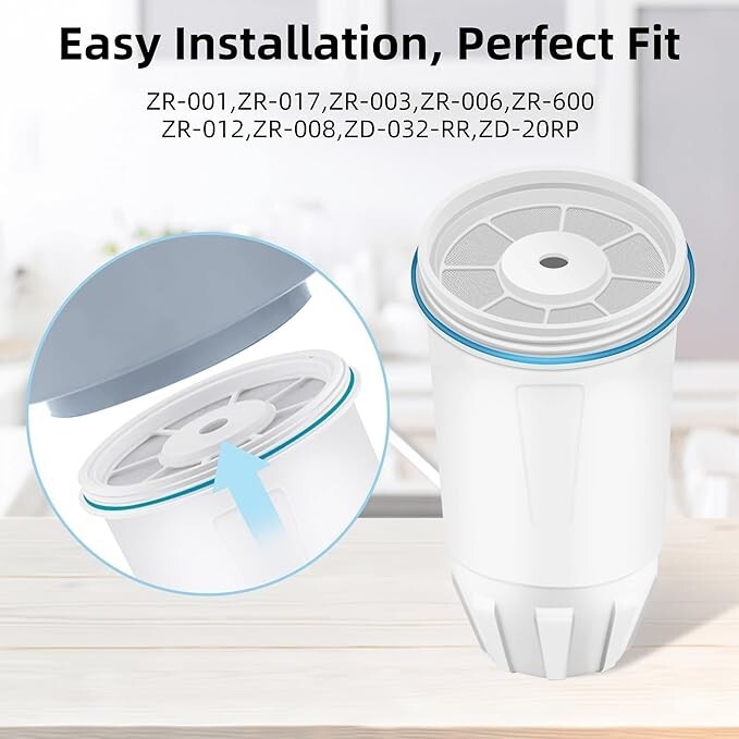 Water Filter Replacement Fit for Zero Pitcher and Dispenser ZR-001 ZR-017 6 Pack