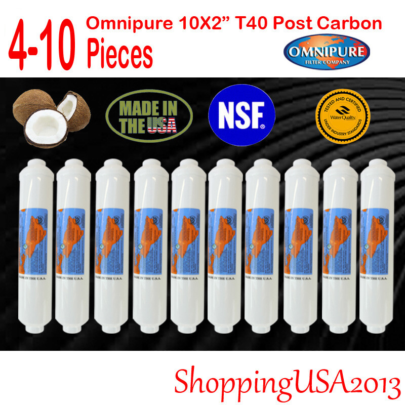 4-10 x Omnipure T40 Post Coconut Carbon Inline Filter 10X2″ RO Water Under Sink