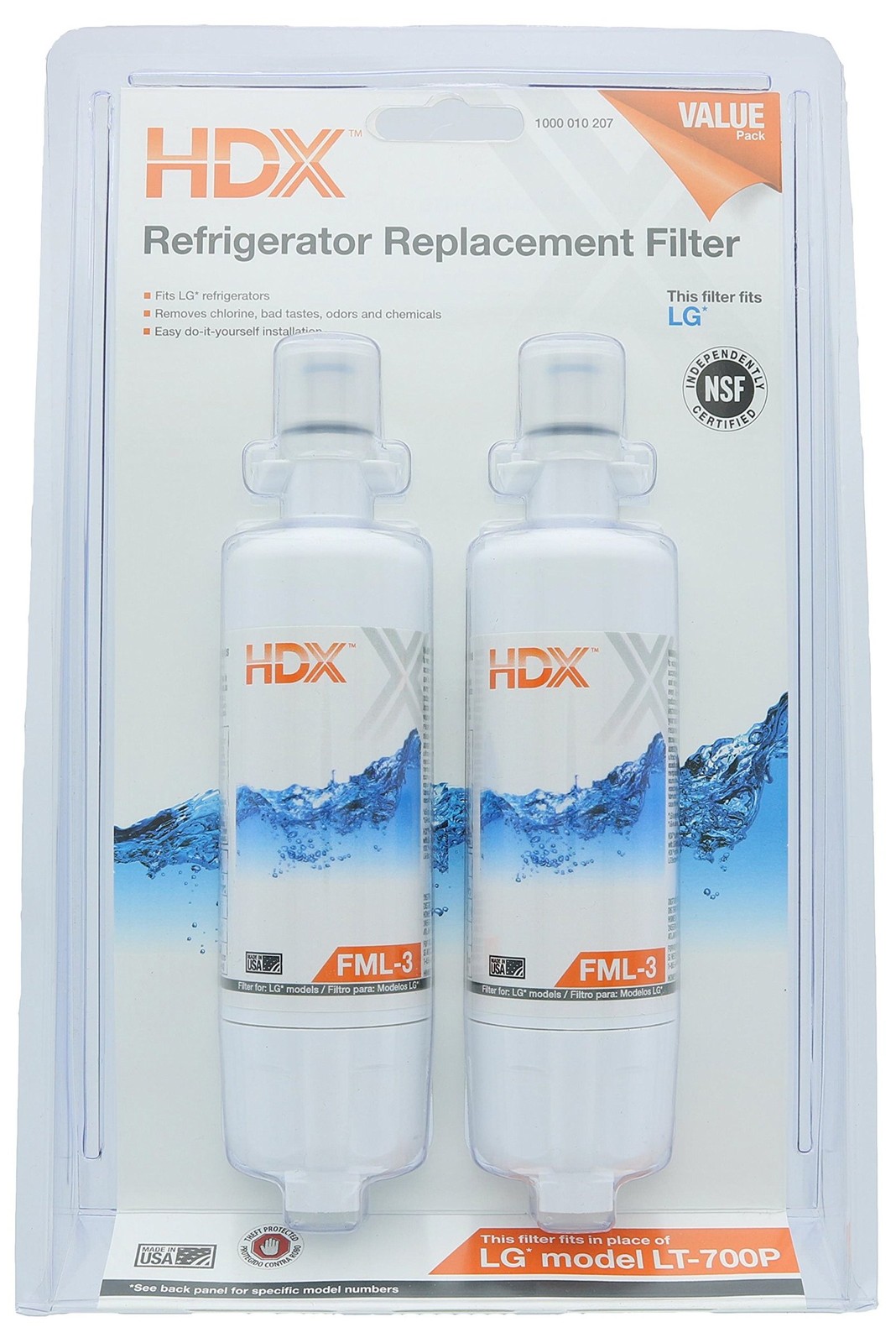 HDX FML-3 Replacement Water Filter / Purifier for LG Refrigerators 2 Pack