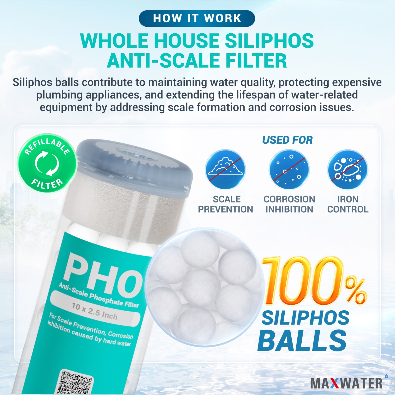 Max Water Whole House Anti-Scale Water Filter Replacement kit w/ Sediment & CTO