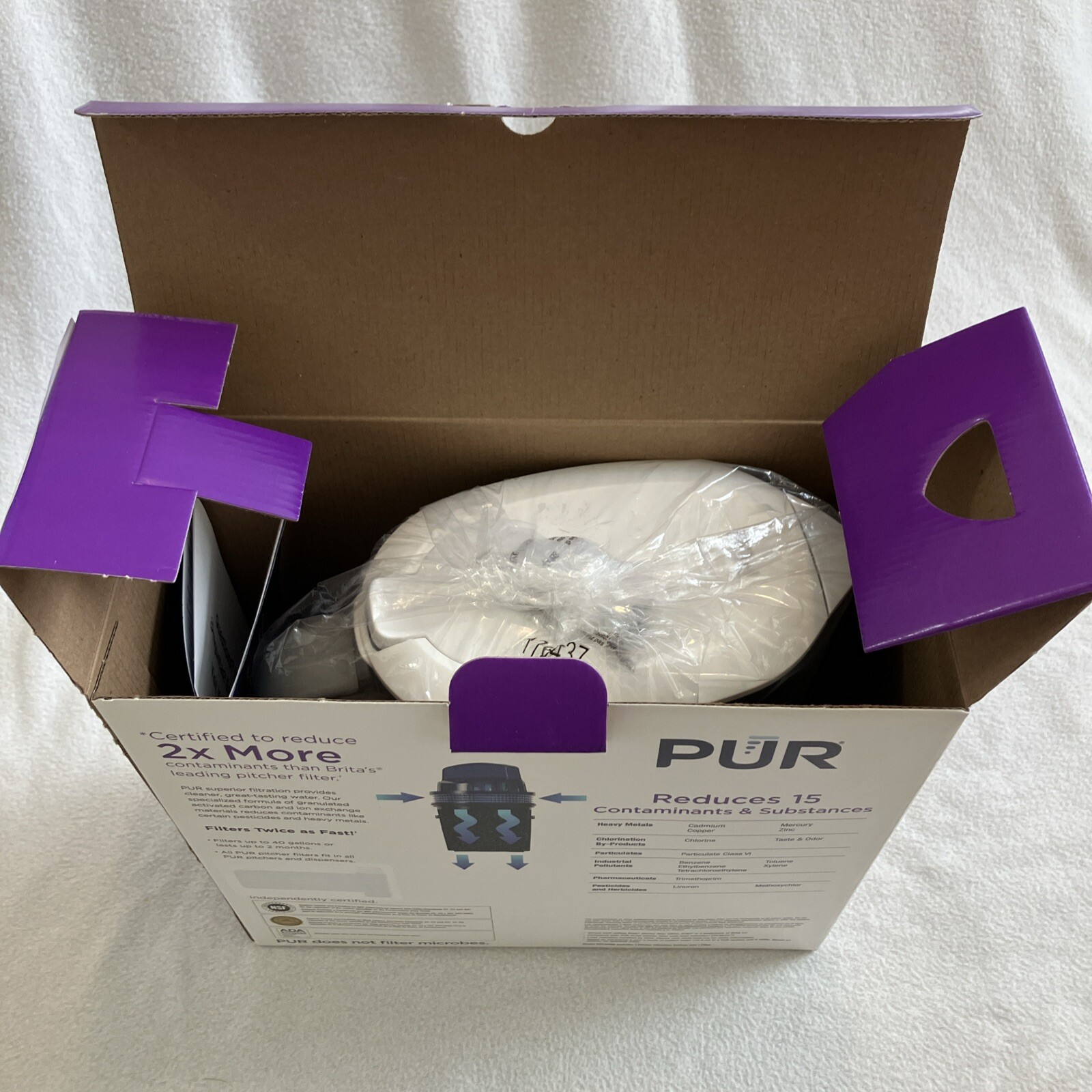 PUR 7 Cup Pitcher Filtration System, White and Blue, PPT700W – New