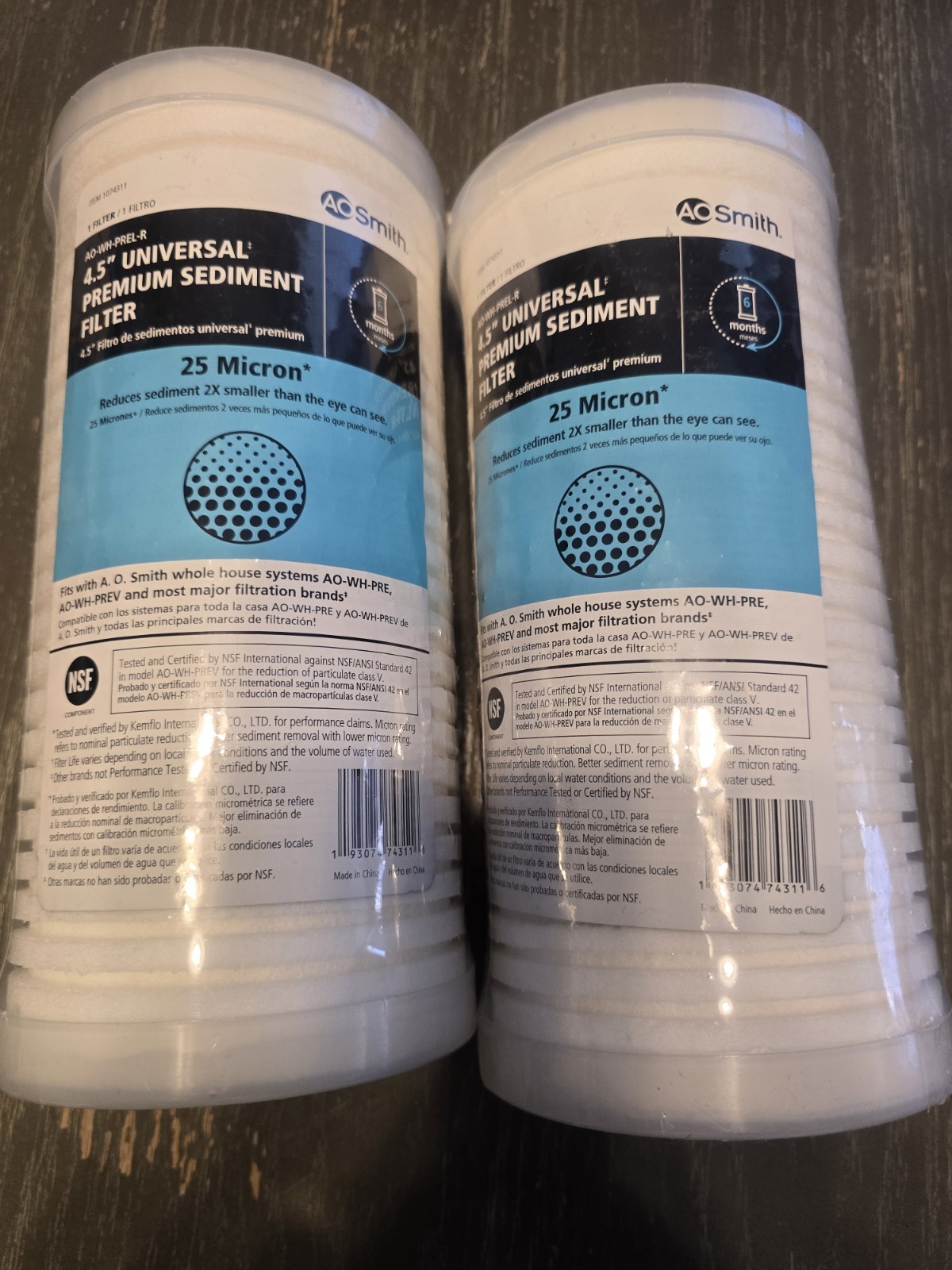 AO Smith Filter 4.5″ Universal Sediment Filter 25 Micron AO-WH-PREL-R Pack Of x4