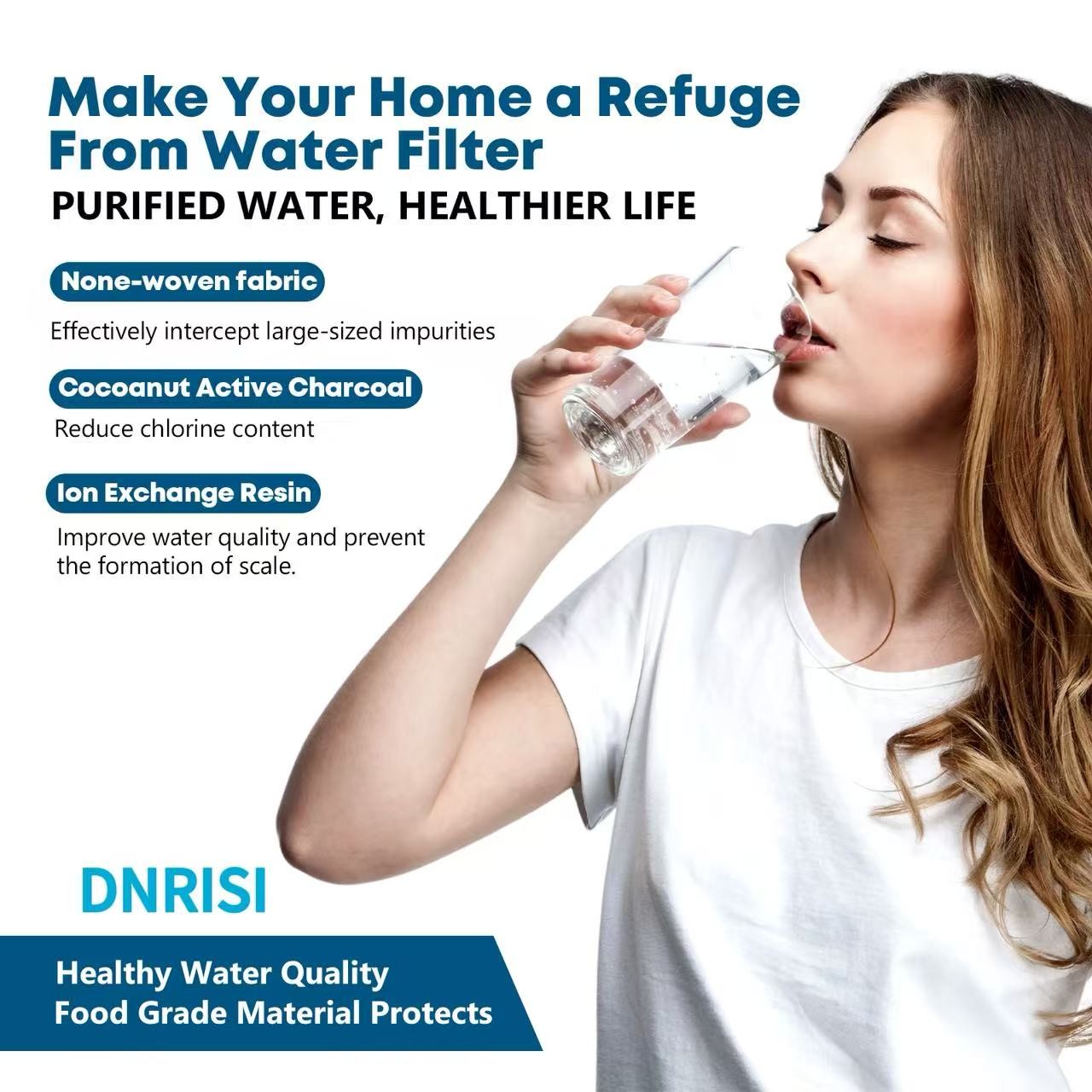 DNRISI Water Filter Replacement Fit for Zero Pitcher and Dispenser ZR-001 ZR-017