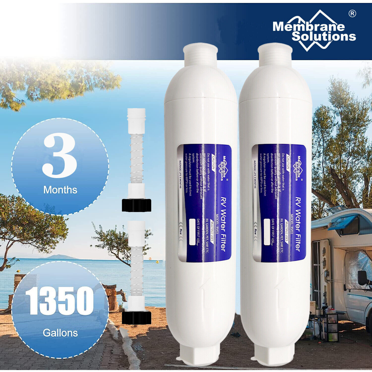 Camper Inline Water Filter System|Flexible Hose Protector,F Gardening Motorhome
