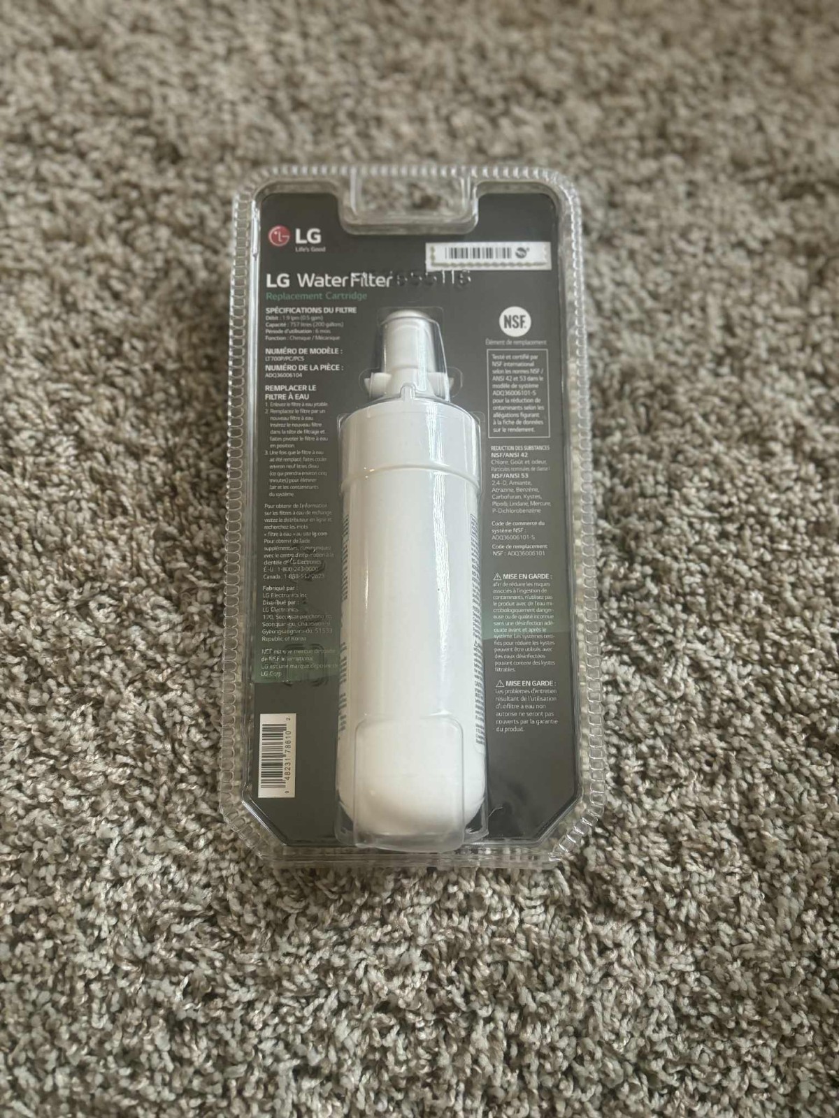 LG LT700P 6 Month/200 Gallon Capacity Replacement Fridge Water Filter ADQ360061