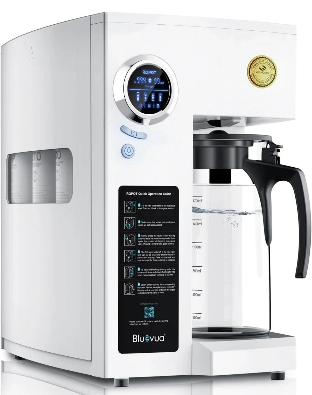 Bluevua RO100ROPOT Reverse Osmosis System Countertop Water Filter