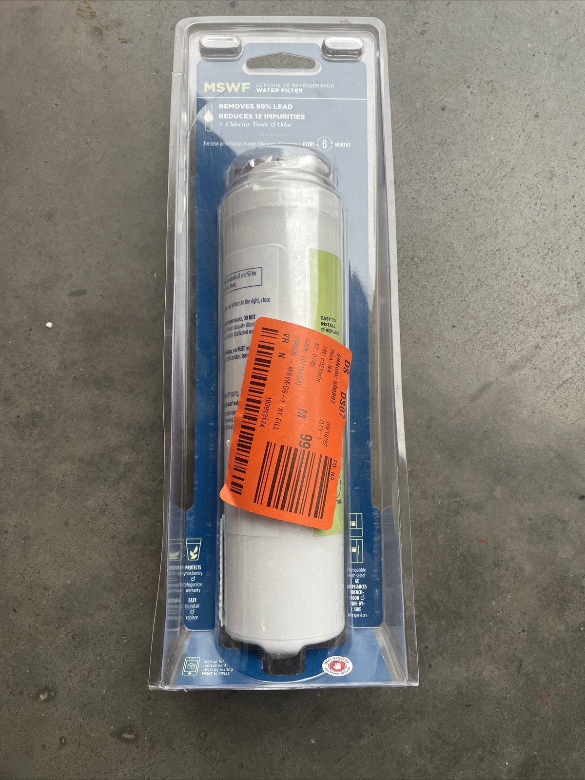 GE MSWF refrigerator water filter replacement SmartWater filter New Sealed