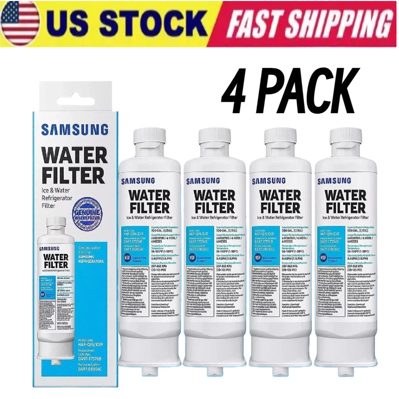 4 PACK Genuine Samsung DA97-17376B HAF-QIN/EXP REFRIGERATOR Water Filter USA