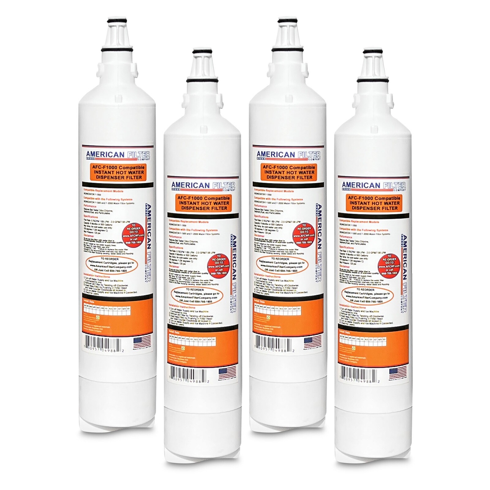 AFC-1000 Water Filters, Compatible w/ Insinkerator� F-1000 Water Filters, 4-Pack