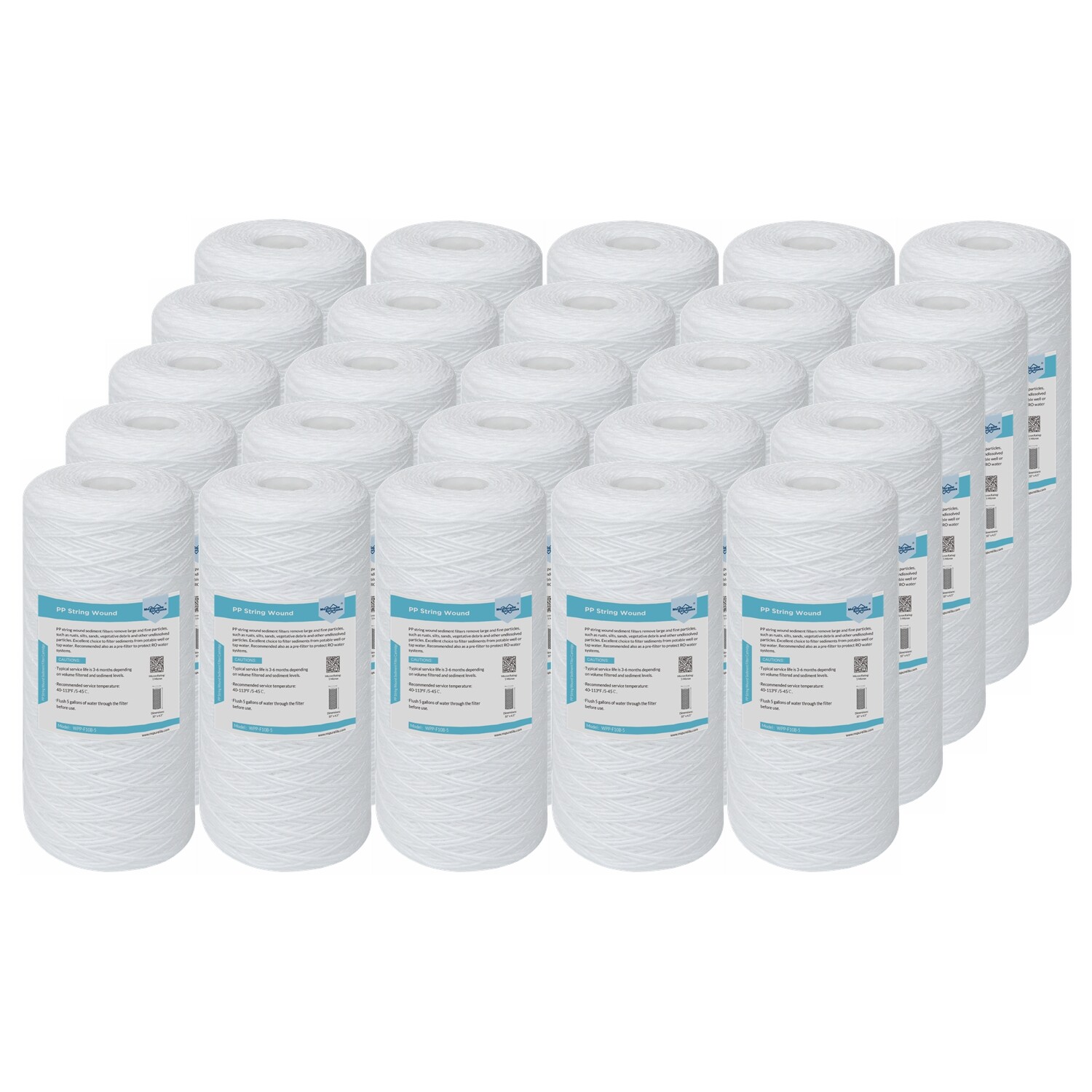 25 Pack 10″ x 4.5″ String Wound Sediment Water Filter for Big Blue 1/5/10 Micron