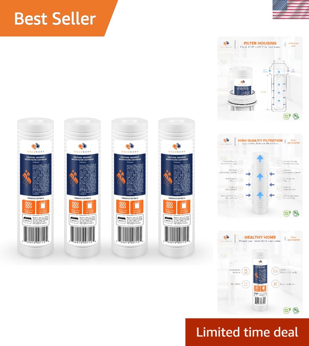 10×2.5 5 Micron Sediment Filter Cartridge in 4-Pack – Protect Your Water Quality